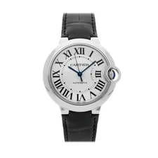 Cartier — Cartier Ballon Bleu Steel Auto 36mm Silver Dial Black Strap W69017Z4 — Watch — resale