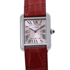 Cartier Tank W5200000 Stainless Steel / Leather 24.4mm Quartz 2000 #TZW1120