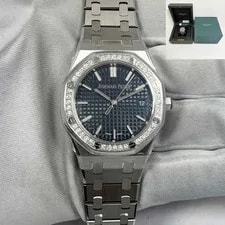 Audemars Piguet — New 2026 Audemars Piguet Royal Oak 77451ST 34MM Blue Factory Diamonds Box Papers — Watch — resale