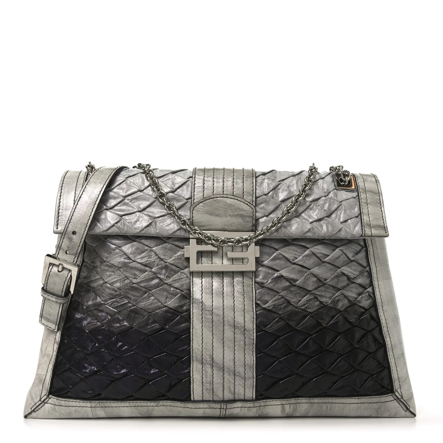 Fendi — Iridescent Eelskin Maxi Chain Baguette — Handbag — resale