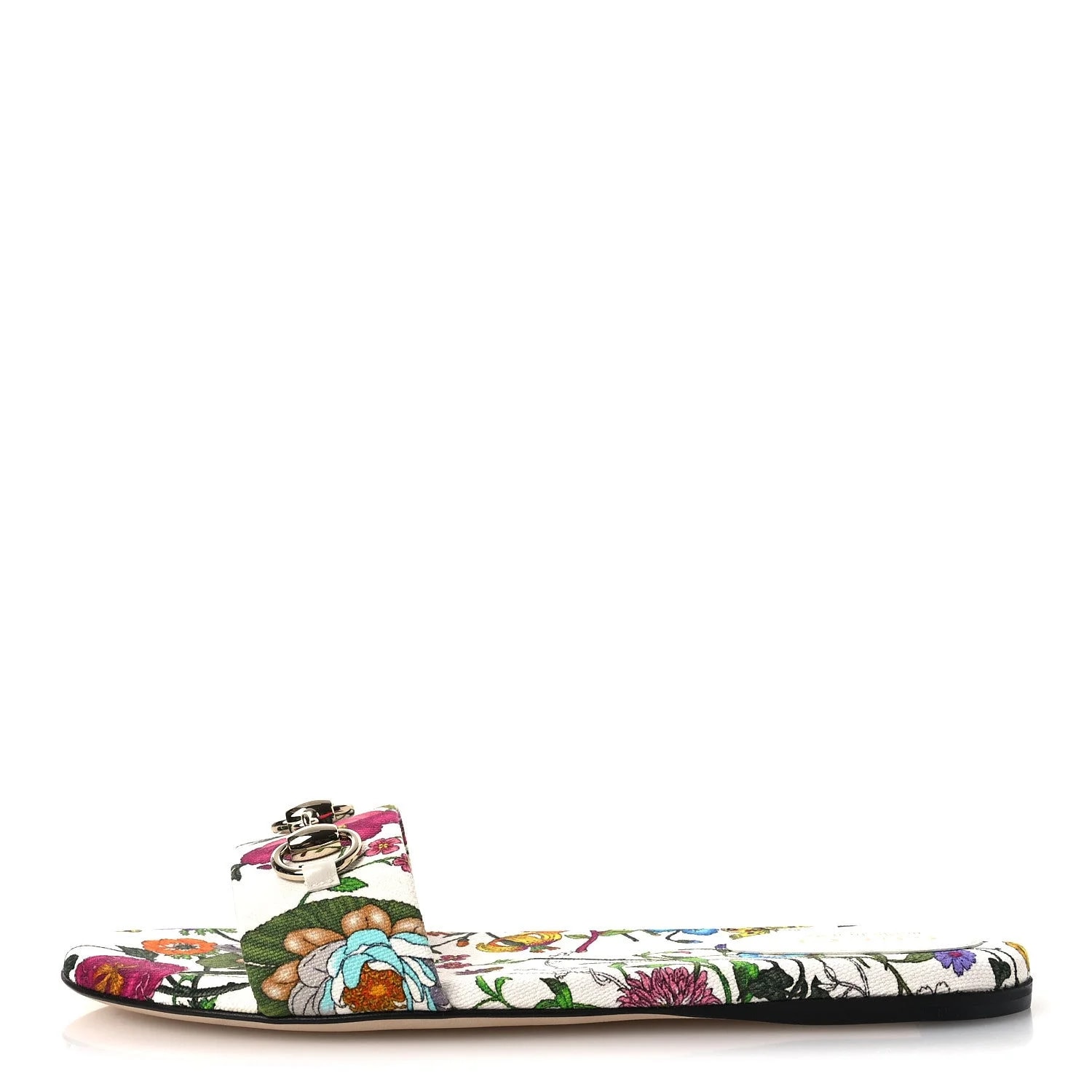 Gucci — Flora Print Horsebit Slide 38 — Designer Shoe — resale