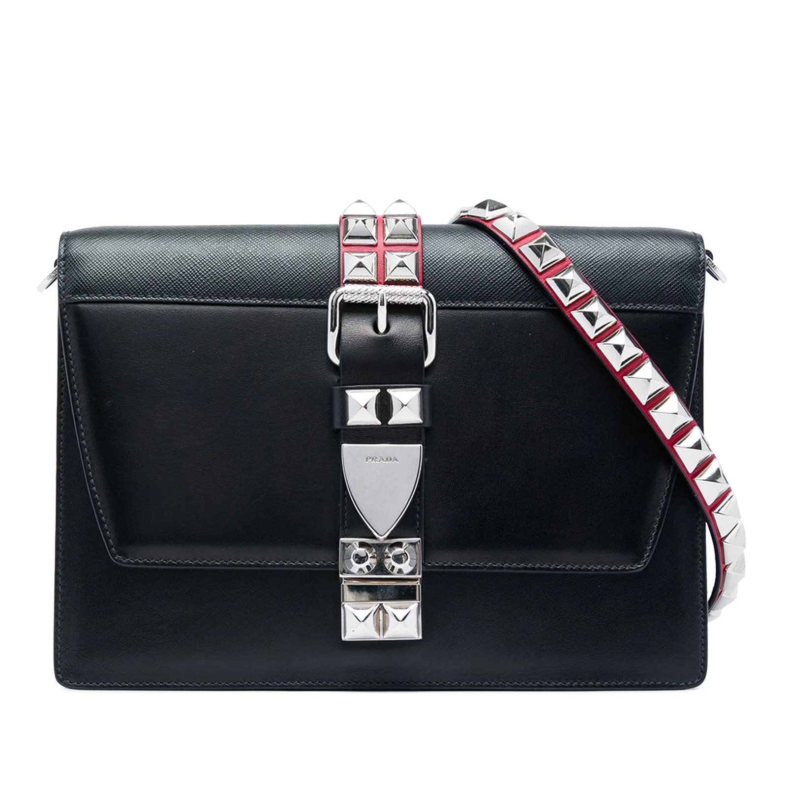 Prada — City Calf and Studded Elektra Crossbody — Handbag — resale