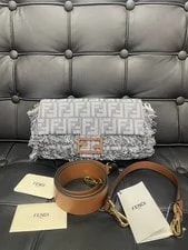 Fendi — Fendi Baguette Medium Fringe Textile Strap — Handbag — resale