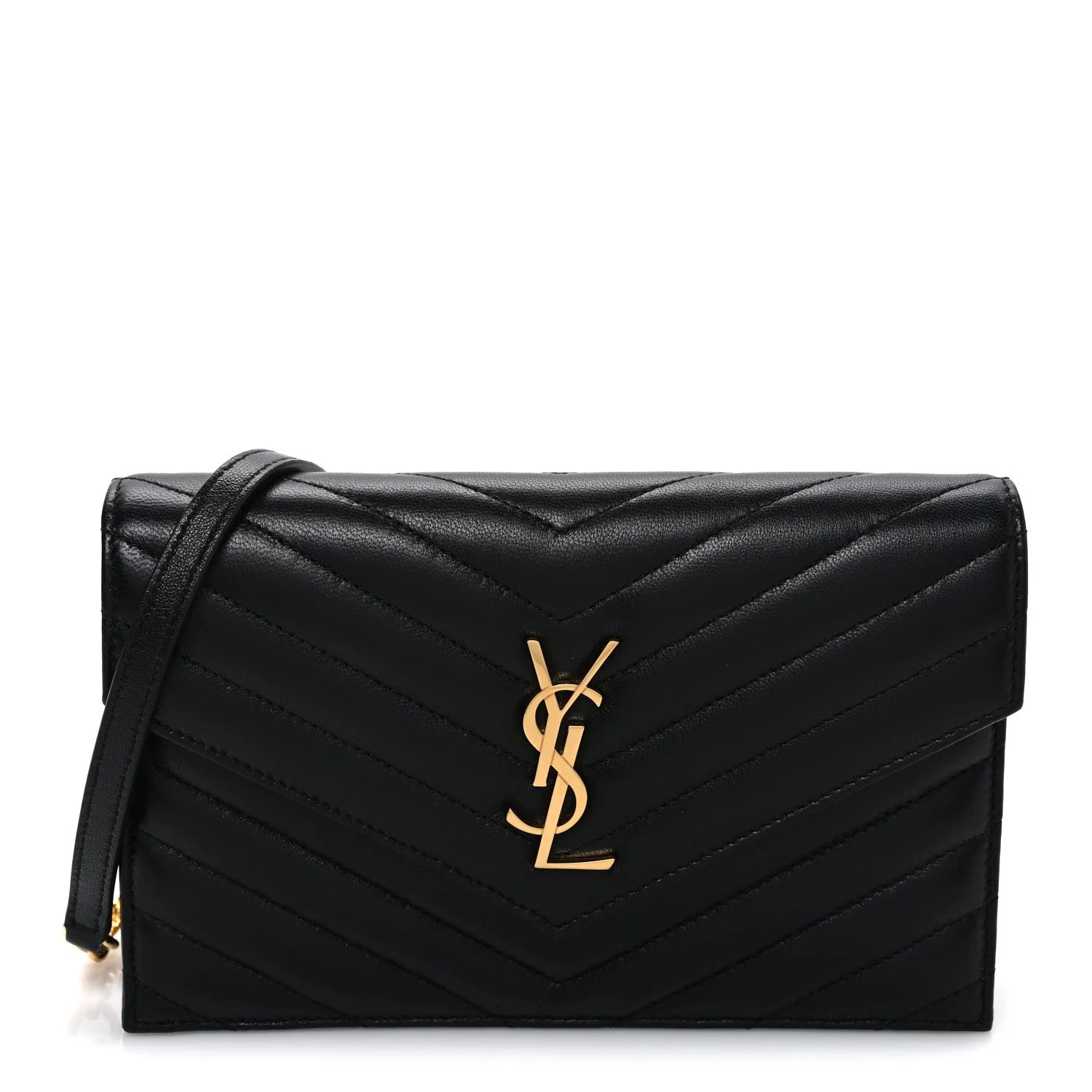 Saint Laurent — Chevron Envelope Chain Wallet — Handbag — resale
