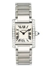 Cartier — Cartier Tank Francaise W4TA0008 Diamond Stainless Steel Box Papers — Watch — resale