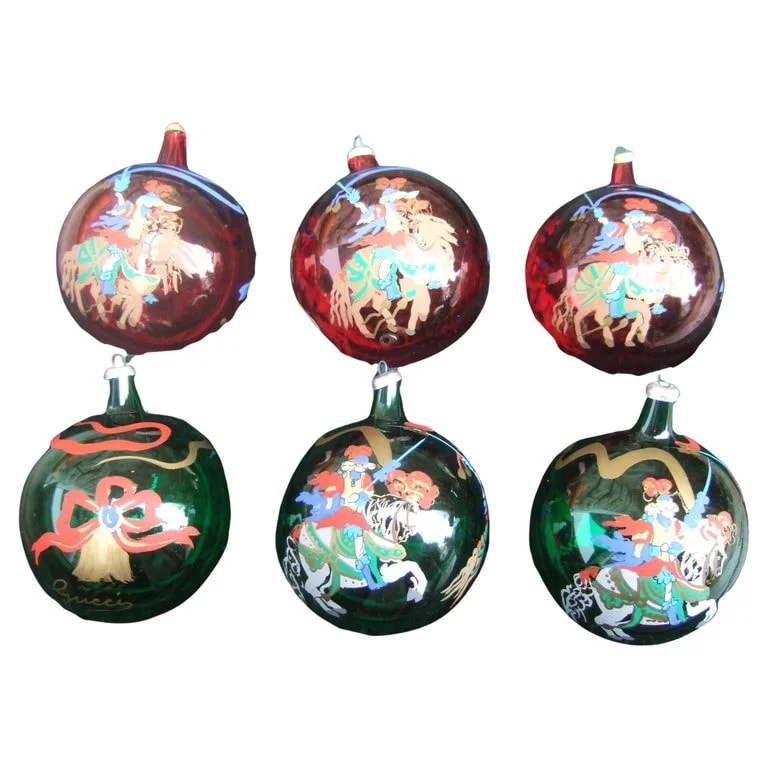 Gucci — Gucci Set of Six Holiday Christmas Ornaments in Presentation Box — Designer Shoe — resale