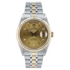 Tudor — Tudor Prince Date Day Champagne Dial Steel and Gold 36mm Factory Diamond 76213 — Watch — resale