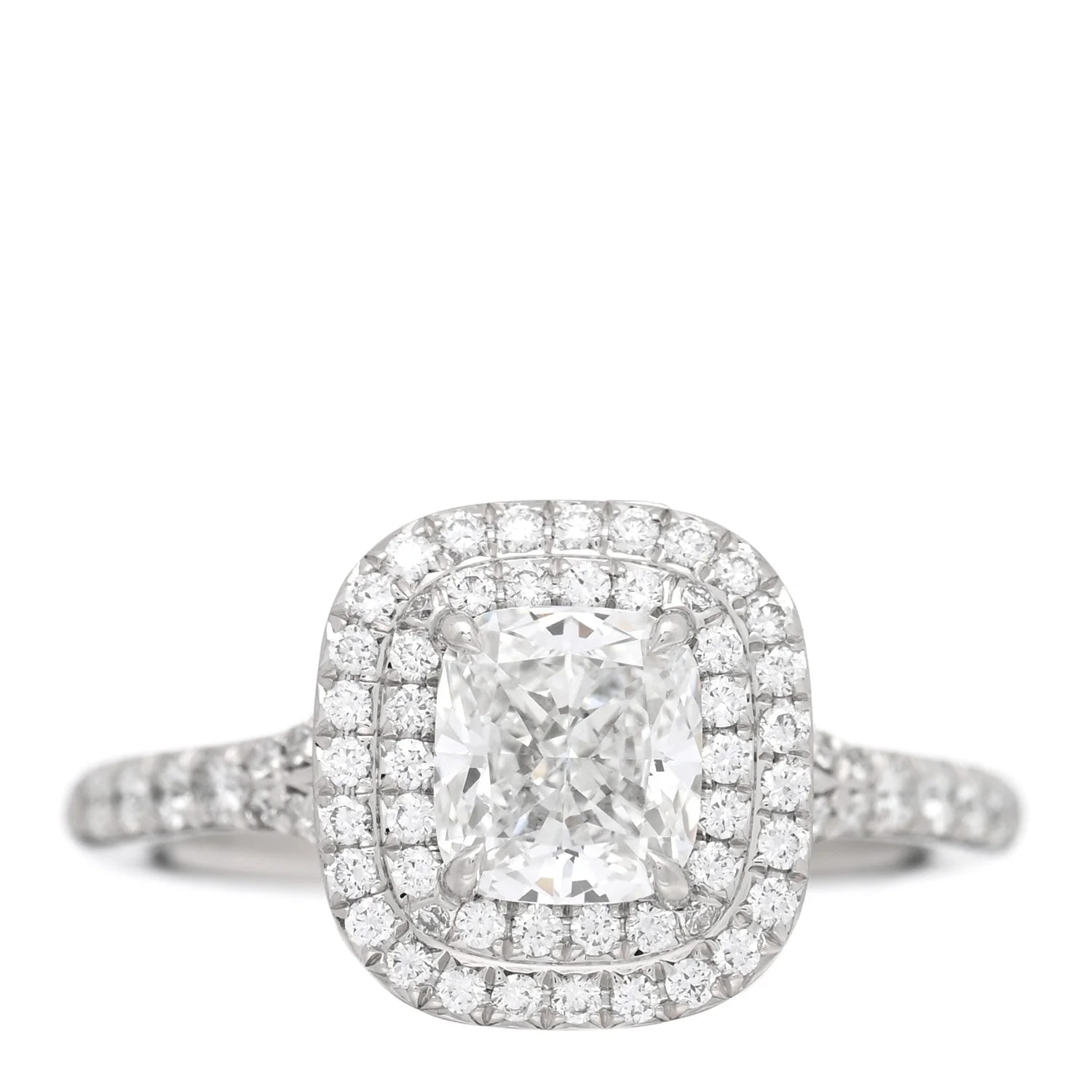 Tiffany & Co. — 1.06ct Soleste Cushion Cut Double Halo Engagement 52 6 — Jewelry — resale