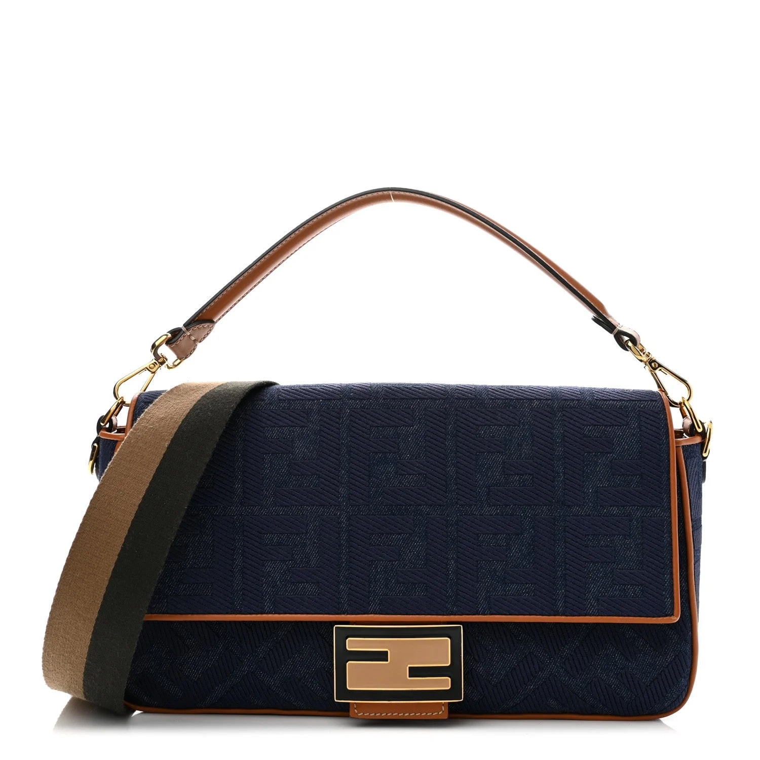 Fendi — Vitello King Embroidered Baguette Amazzonia Cuoio — Handbag — resale