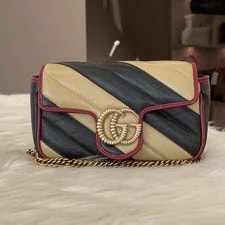 Gucci — Gucci GG Marmont Mini Diagonal Stripe & — Handbag — resale