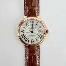 Cartier — Cartier Ballon Bleu Pink Gold 36mm Gold Case Leather Band 155224348 — Watch — resale