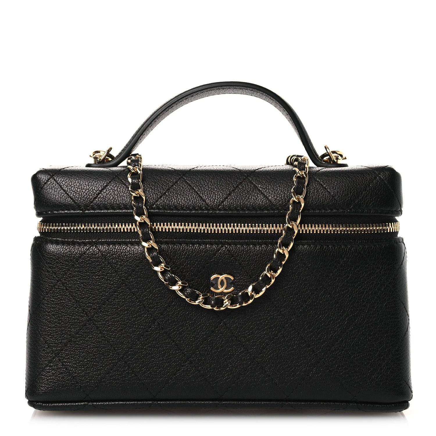 Chanel — Stitched Top Handle Slim Vanity With Chain — Handbag — resale