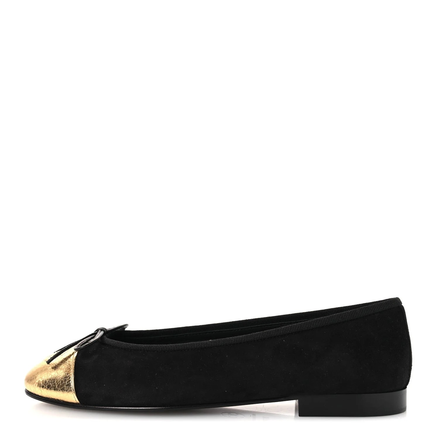 Chanel — Crackled Laminated Cap Toe Ballerina 36.5 — Designer Shoe — resale