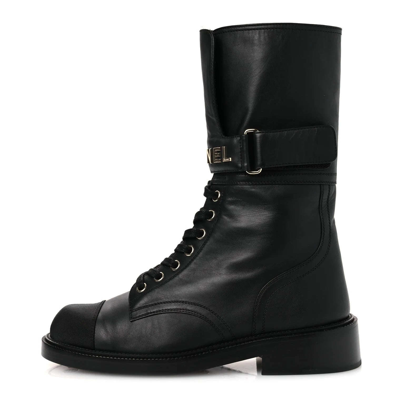 Chanel — Grosgrain Lace Up Combat 38.5 — Designer Shoe — resale