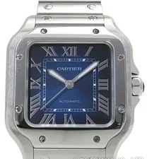 Cartier — Cartier Santos de Medium Model WSSA0063 Automatic 33mm Box Papers Blue — Watch — resale