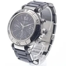 Cartier — Cartier Pasha Seatimer W31088U2 42mm SS Black Dial Automatic Chronograph #C304 — Watch — resale