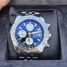 Breitling — Breitling Chronomat Blue Dial Auto Chronograph Chronometer Date Steel — Watch — resale