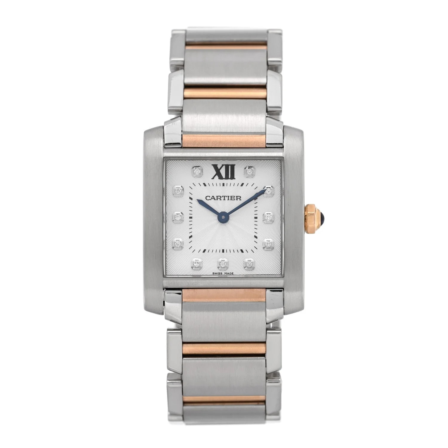 Cartier — Stainless Steel 18K Pink Gold Diamond 25mm Tank Francaise Quartz — Watch — resale