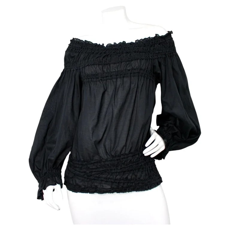 Tom Ford for Yves Saint Laurent, Yves Saint Laurent — Tom Ford for Yves Saint Laurent Off-The-Shoulder Ruched Top F/W 2001 — Designer Shoe — resale