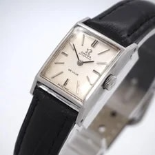 Omega — Omega Deville Square Automatic Silver Dial Black Lather Strap — Watch — resale