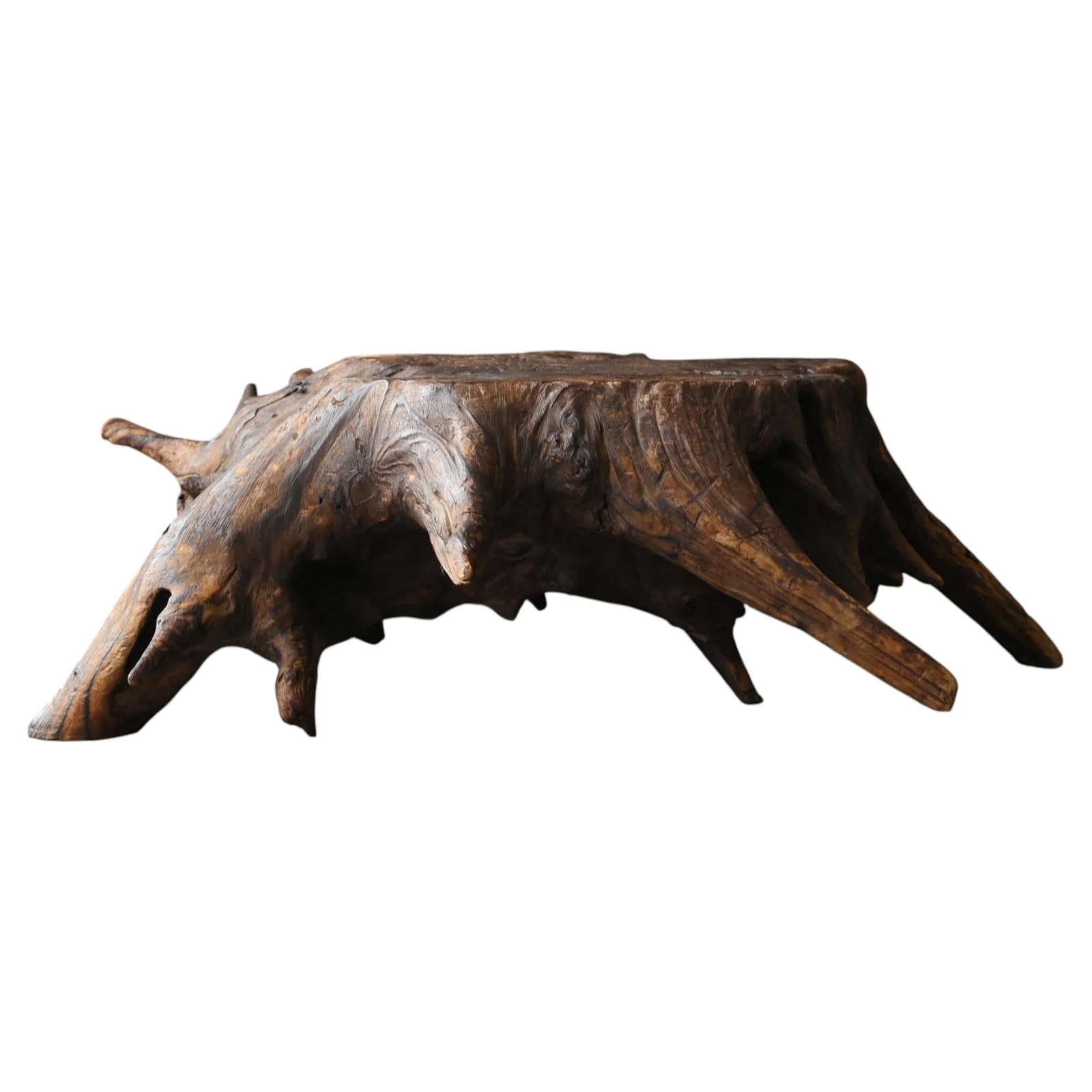 Japanese Antique Tree Stump Low Stool Early 20th Century Bonsai Stand — Furniture — resale