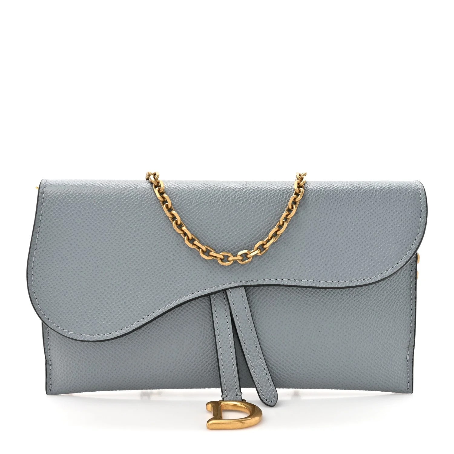 Dior — Grained Saddle Chain Wallet Cloud — Handbag — resale