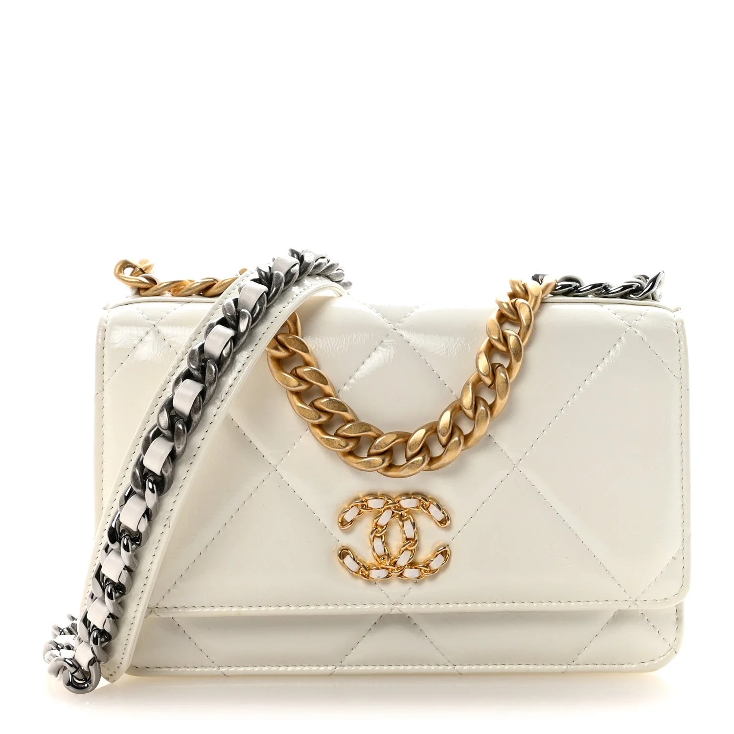 Chanel — Shiny Crumpled Chanel 19 Wallet on Chain WOC — Handbag — resale