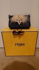 Fendi — Fendi Micro Baguette Fur Face Crossbody W Chain Handle — Handbag — resale