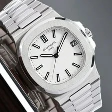 Patek Philippe — Patek Philippe Nautilus 40mm Steel White Dial Bezel Integrated Bracelet 5711 — Watch — resale