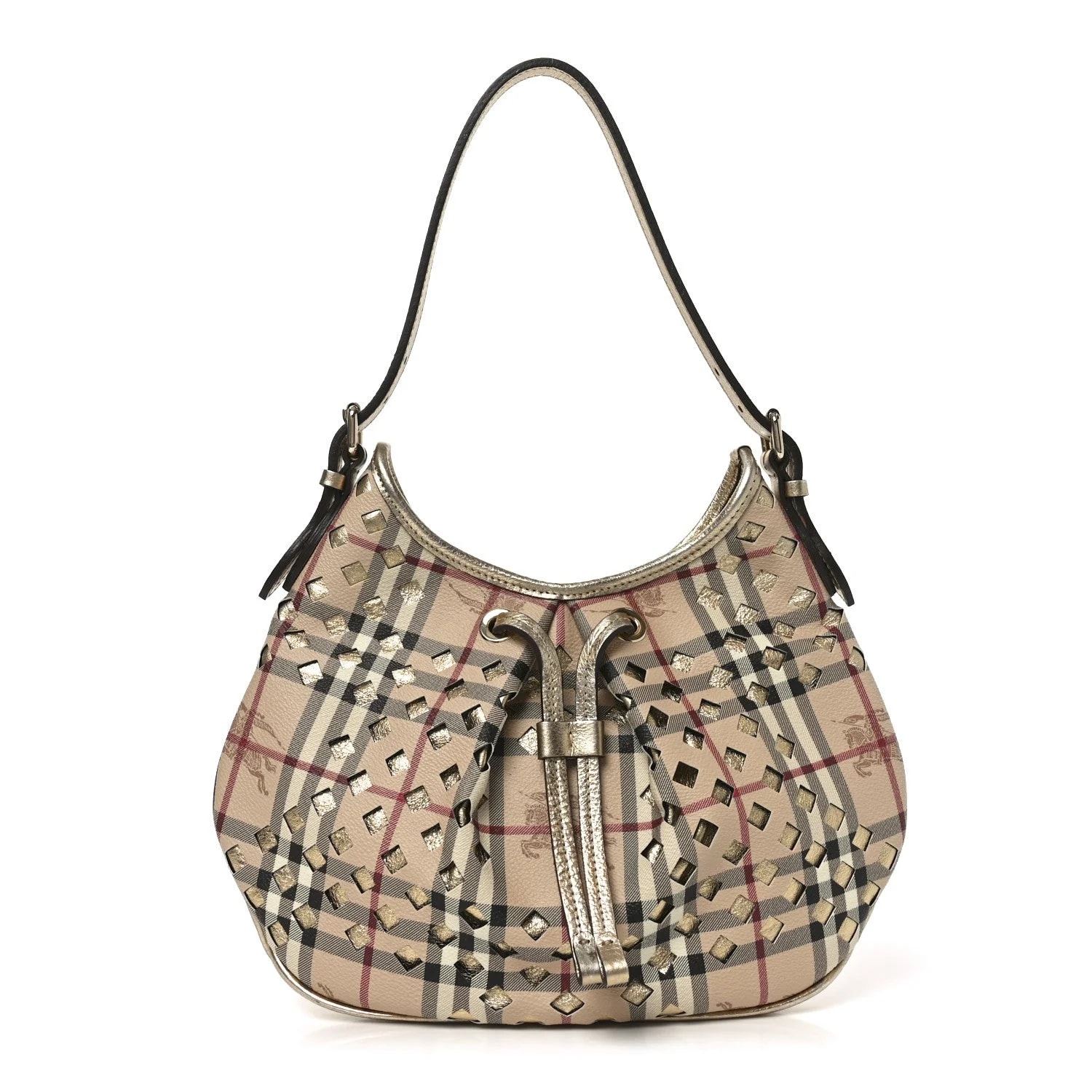 Burberry — Check Claudia Drawstring Hobo — Handbag — resale