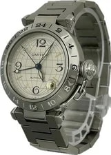Cartier — Cartier Pasha C GMT W31029M7 2377 Stainless Steel 35mm Silver Dial #WJW312 — Watch — resale