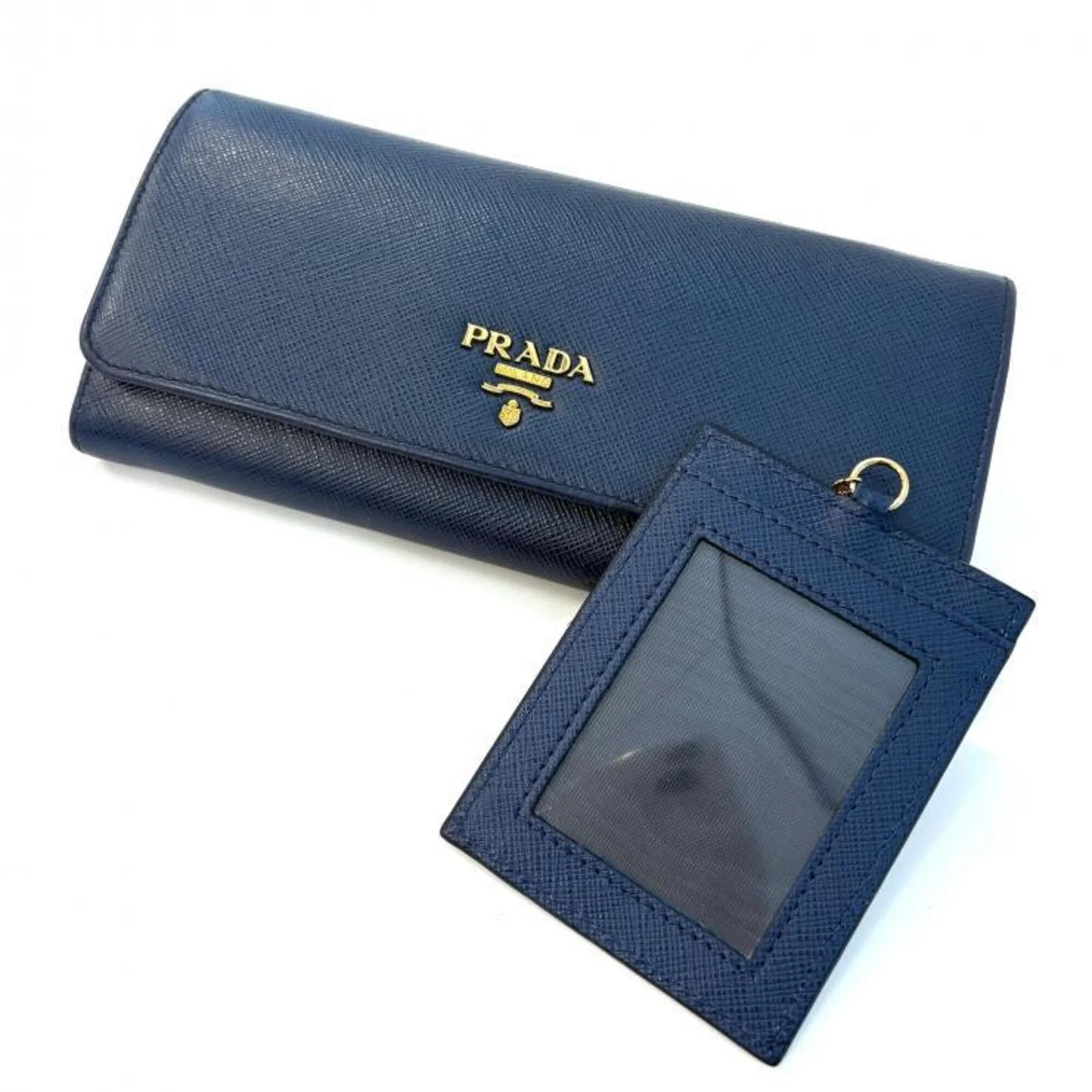 Prada — Prada Bluette Metal Long Wallet (Bi-Fold) — Handbag — resale