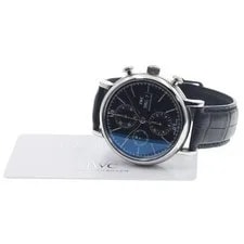 IWC — IWC Portofino IW391008 42mm SS Black Dial Leather Strap Chronograph #C364 — Watch — resale