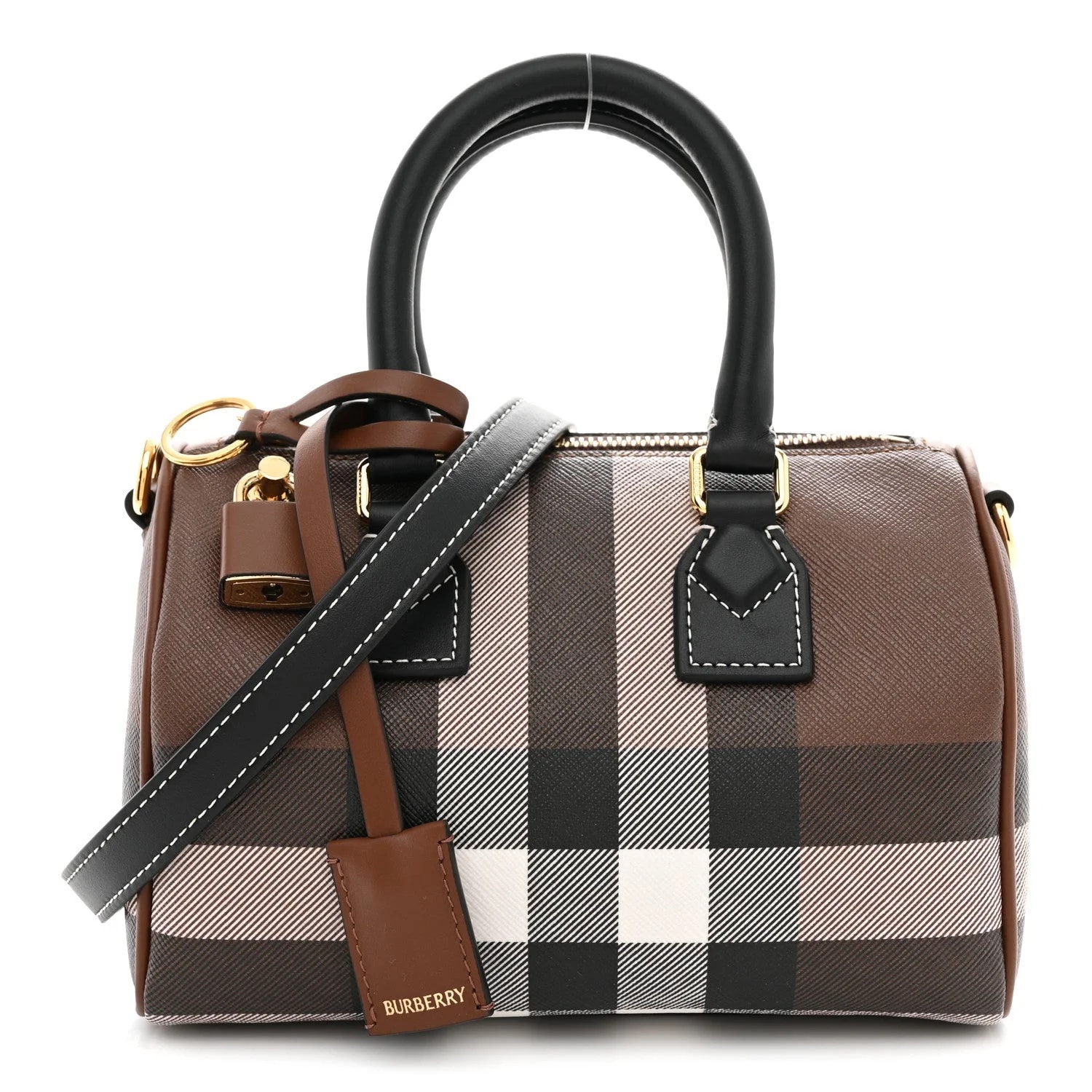 Burberry — E- Check Mini Bowling Dark — Handbag — resale