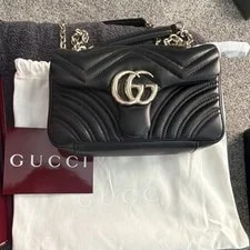 Gucci — Gucci GG Marmont Small Chevron Chain W/ Dust , Card — Handbag — resale
