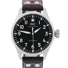 IWC — 2021 Papers IWC Big Pilot 43 Black Stainless Steel 43mm Leather IW329301 BOX — Watch — resale