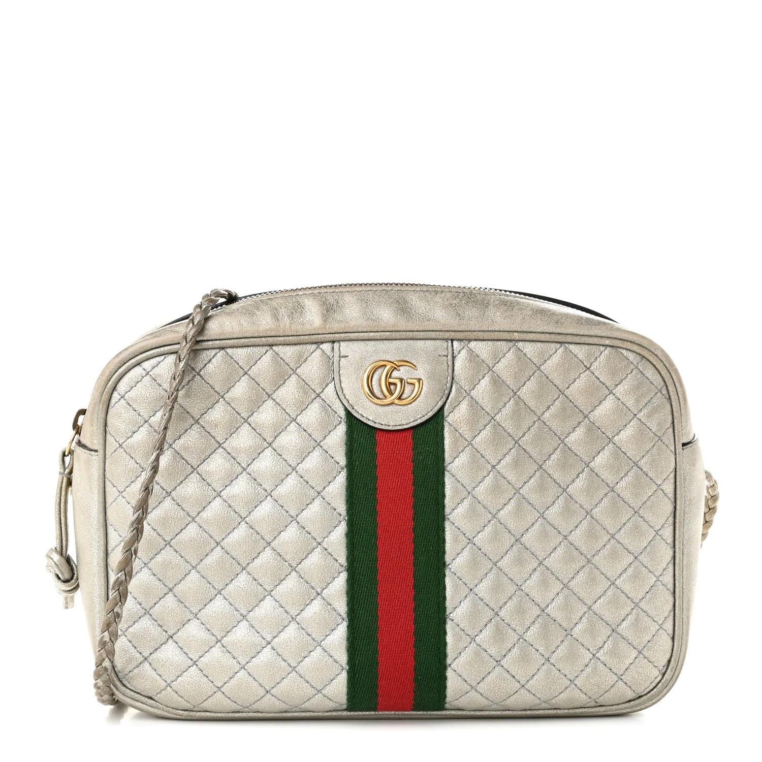 Gucci — Laminated Web Trapuntata Mini GG Argento — Handbag — resale