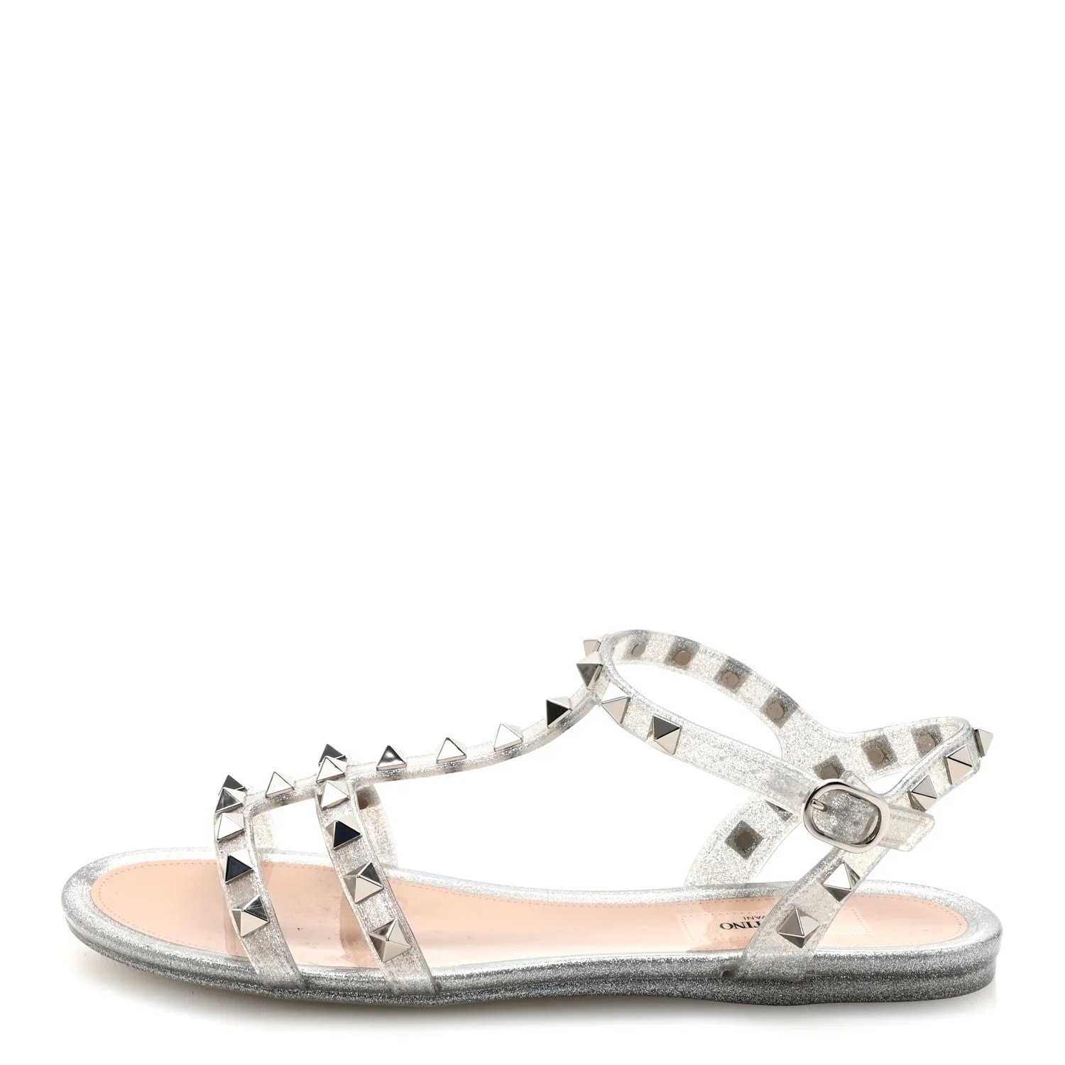 Valentino Garavani — Jelly Glitter Rockstud Caged Thong 36 — Designer Shoe — resale