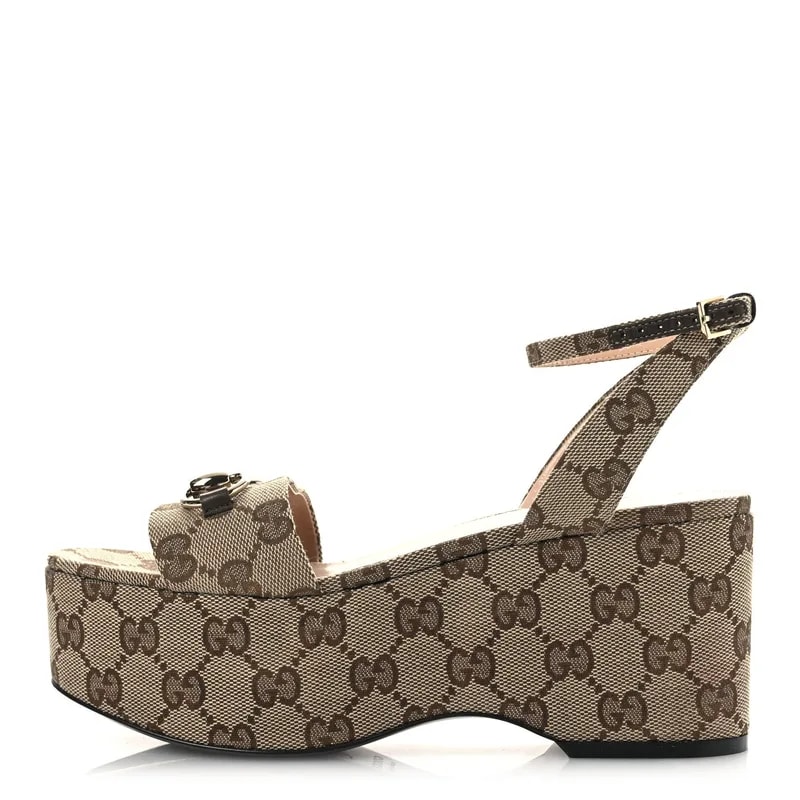Gucci — Chalotte Horsebit Ankle Strap 75mm Flatform — Designer Shoe — resale