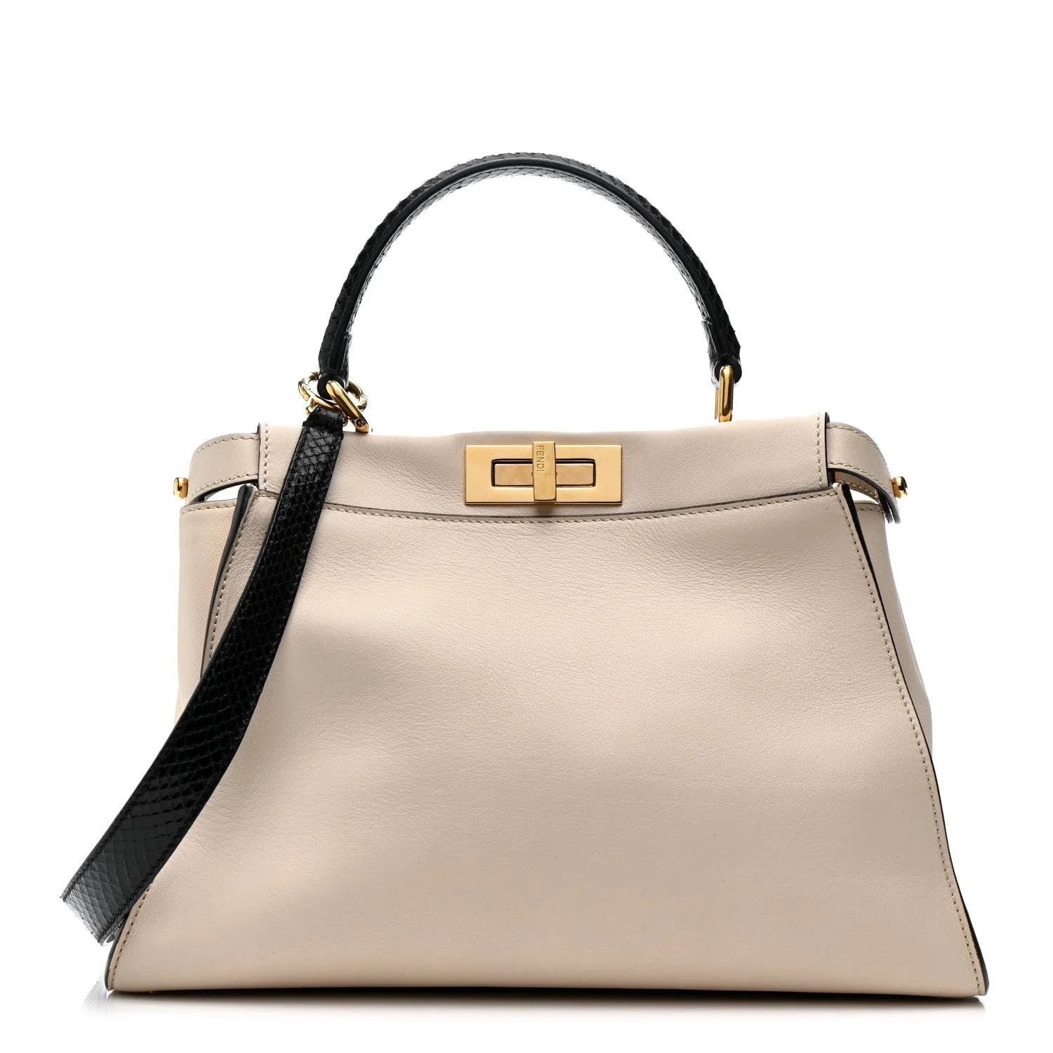 Fendi — Vitello Seta Monster Eyes Medium Peekaboo Iconic Satchel Amido — Handbag — resale