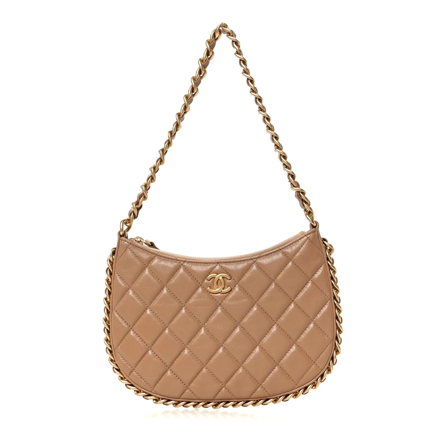 Chanel — Shiny Crumpled Chain Around Hobo Dark — Handbag — resale