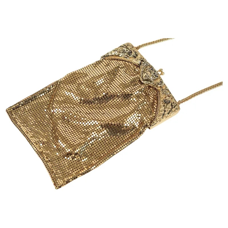 Whiting & Davis — Whiting & Davis Figural Face Flower Frame Chainmail Evening — Handbag — resale