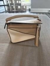 Woven — ’s LOEWEWhiteCalfskin Mini Woven Puzzle — Handbag — resale