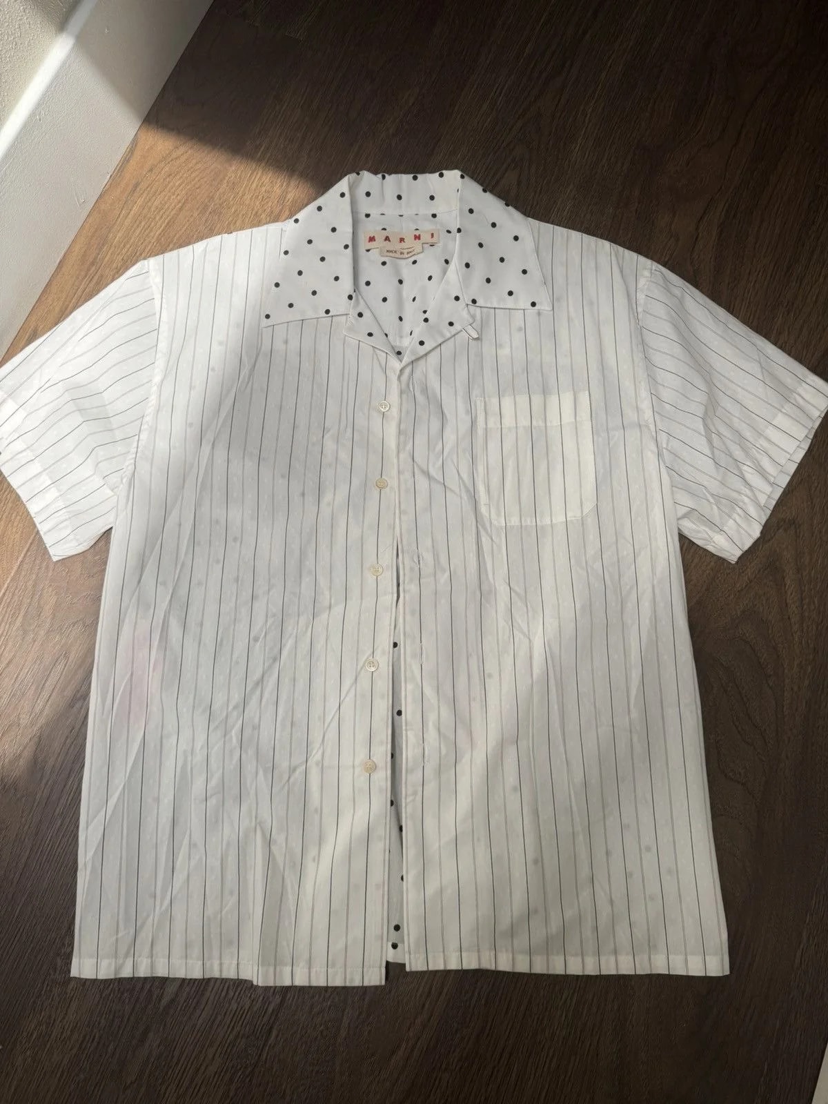 Marni — Marni Polka Dot Stripe Short Sleeve Shirt — streetwear — resale