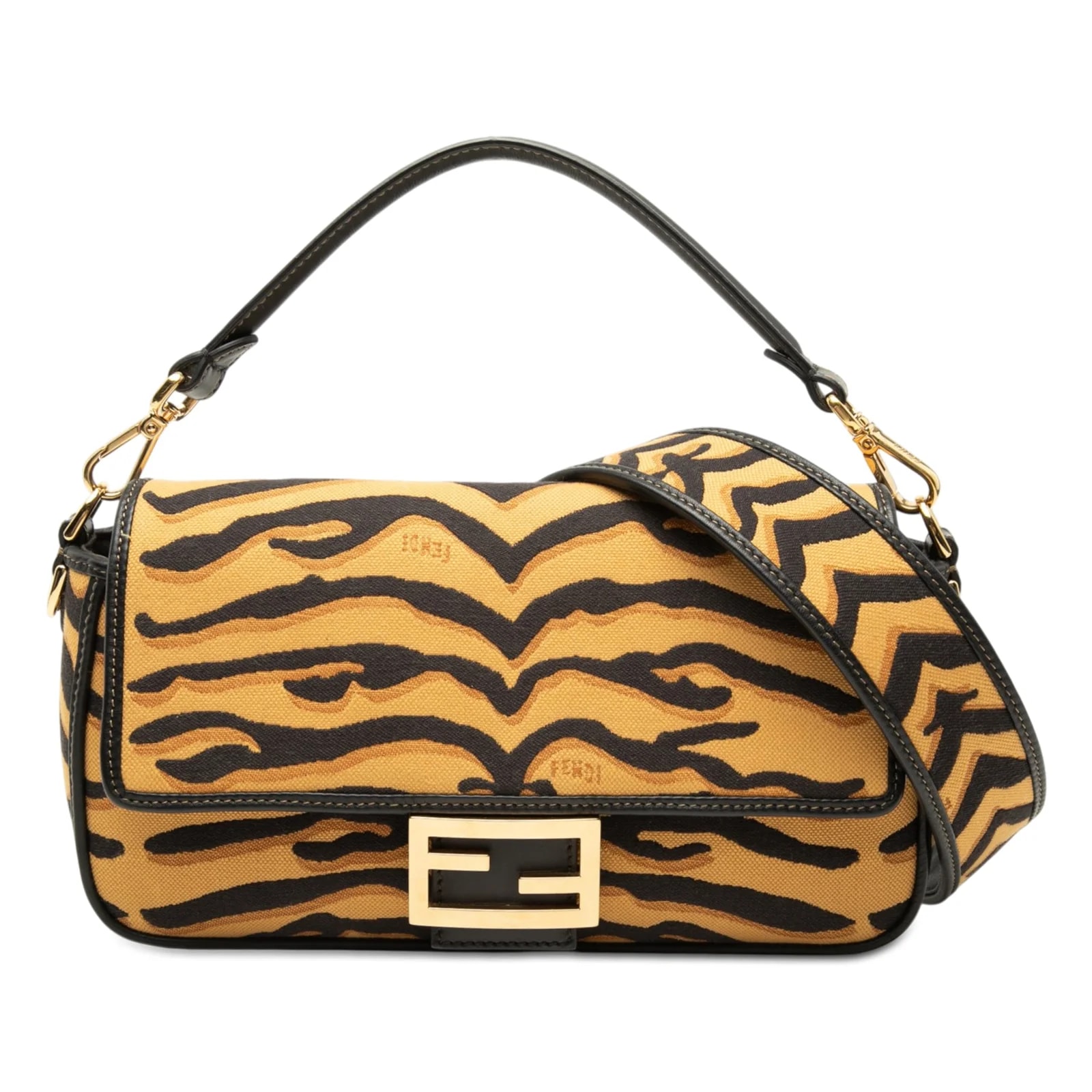 Fendi — Embroidered Tiger Print Baguette Satchel — Handbag — resale