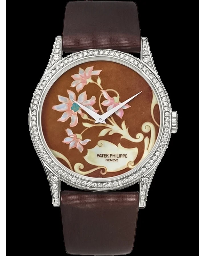 Worldofluxuryus — Patek Philippe Calatrava Floral Arabesques Platinum ’s — Watch — resale