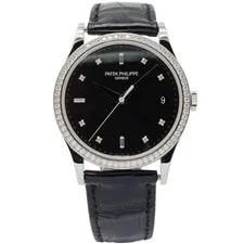 Patek Philippe — Patek Philippe Calatrava 5297G-001 18K White Gold Black Dial Diamond — Watch — resale