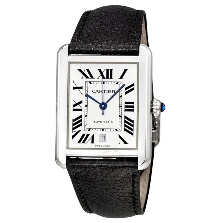 Cartier — Cartier Tank Solo XL Automatic Stainless Steel Black Leather Strap — Watch — resale