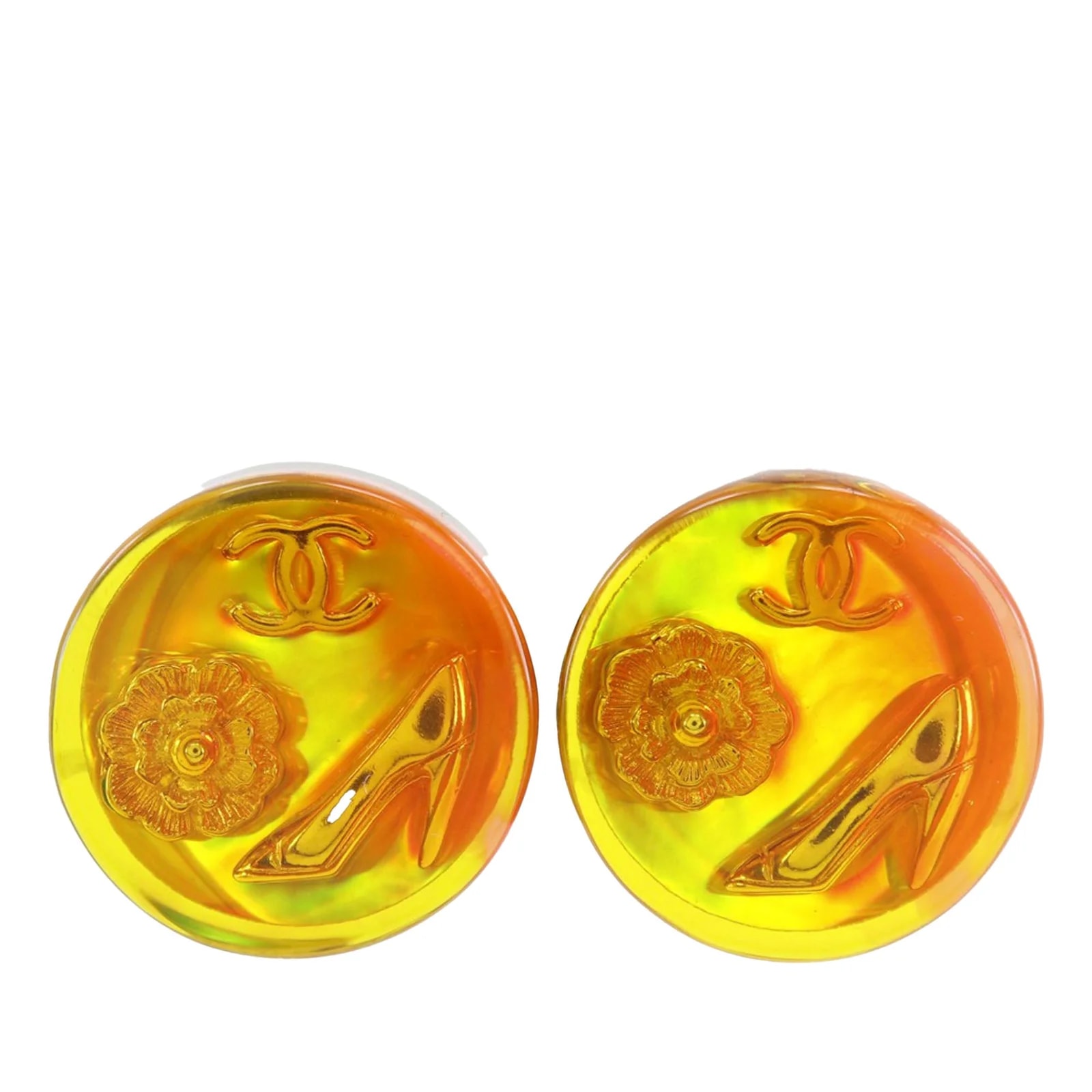 Chanel — CC Resin Embedded Camellia Shoe Clip on — Jewelry — resale