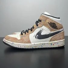 Air Jordan — Size 8.5 - Air Jordan 1 SE Mid Brushstroke Paint Splatter — Sneaker — resale